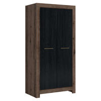 SCHRANK 2 Türen Adam Holz und Schwarz - Schwarz, Holzwerkstoff (98/195/55cm) - Petits-meubles