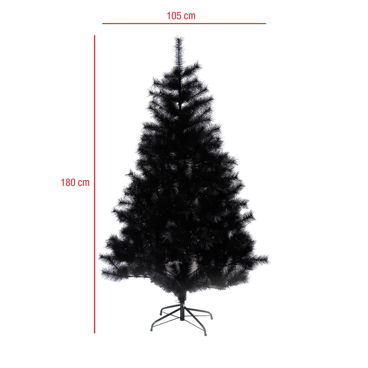 WEIHNACHTSBAUM Schwarz 105/105/180 cm - Schwarz, Kunststoff (180cm) - Mobili Rebecca