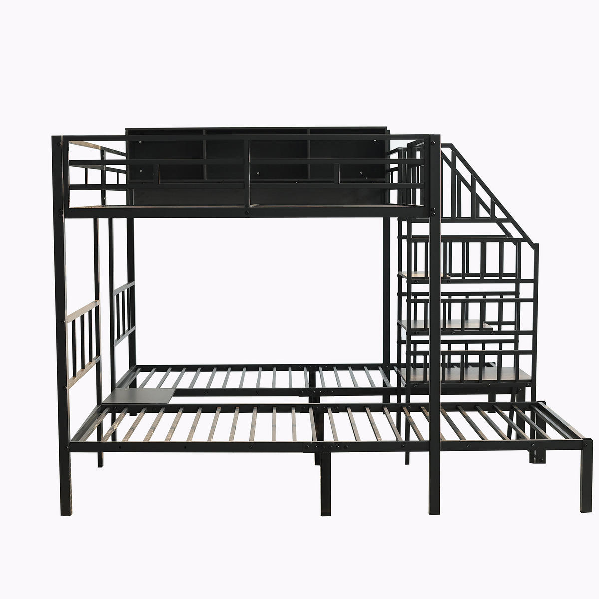 ETAGENBETT mit 3 Schlafplätzen 90x200 & 140x200 cm in Schwarz mit Stauraum - Schwarz, Metall (140/200cm) - IVMEU