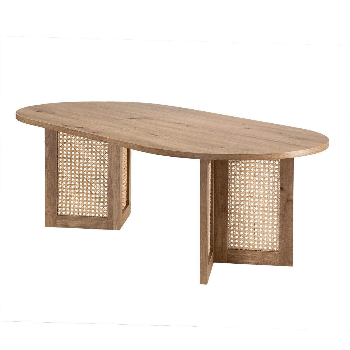 COUCHTISCH mit ovaler Tischplatte 40/72/120 cm - Eschefarben, Holzwerkstoff (66.2/60/40cm) - Calicosy