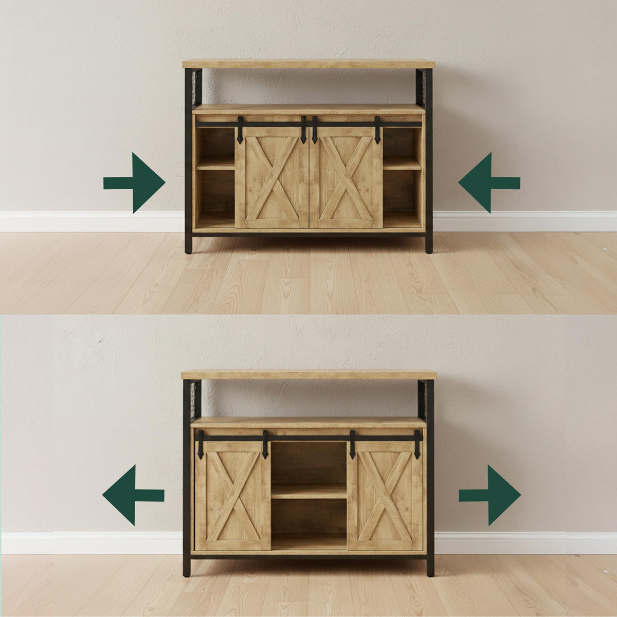 KOMODA - svetlohnedá/prírodná farba, kov/kompozitné drevo (100/80/33cm) - Relaxdays