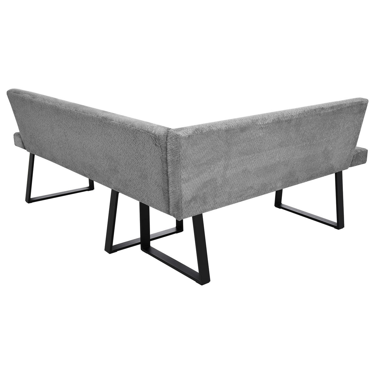ECKBANK Cresto 212x173 cm, mit Metallbeinen, Egon-Stoff, Hellgrau - Hellgrau/Schwarz, Metall (212/173cm) - Beautysofa