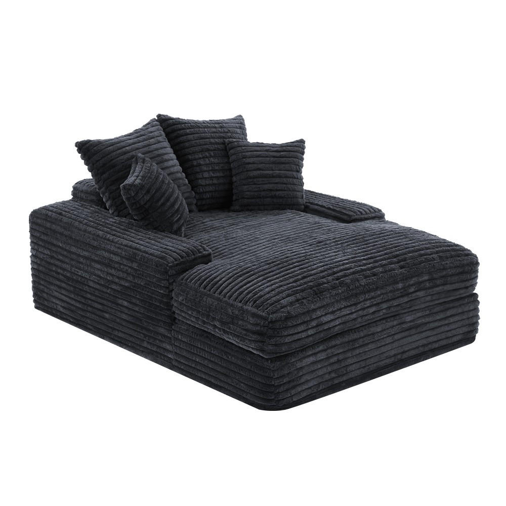SCHLAFSOFA Luxus-Cord 4 Kissen montagefrei & platzsparend Grey - Dunkelgrau, Kunststoff (137/63/175cm)