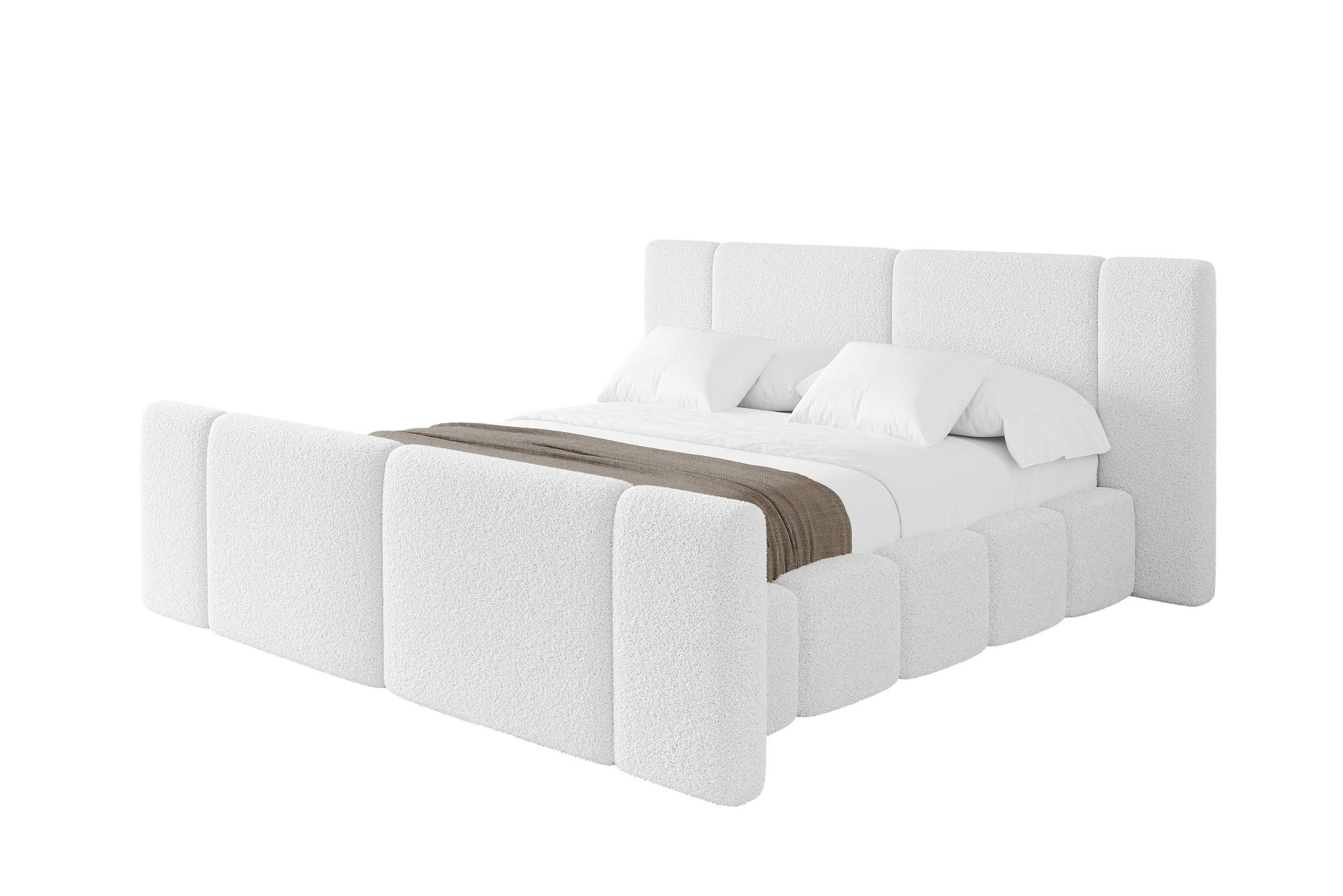 POLSTERBETT mit Bettkasten, Fußteil und Lattenrost, Bett mit Matratze H3/H4 - NILO-Z 180x200 Weiß - Weiß, Holzwerkstoff/Textil (180/200cm) - ALTDECOR