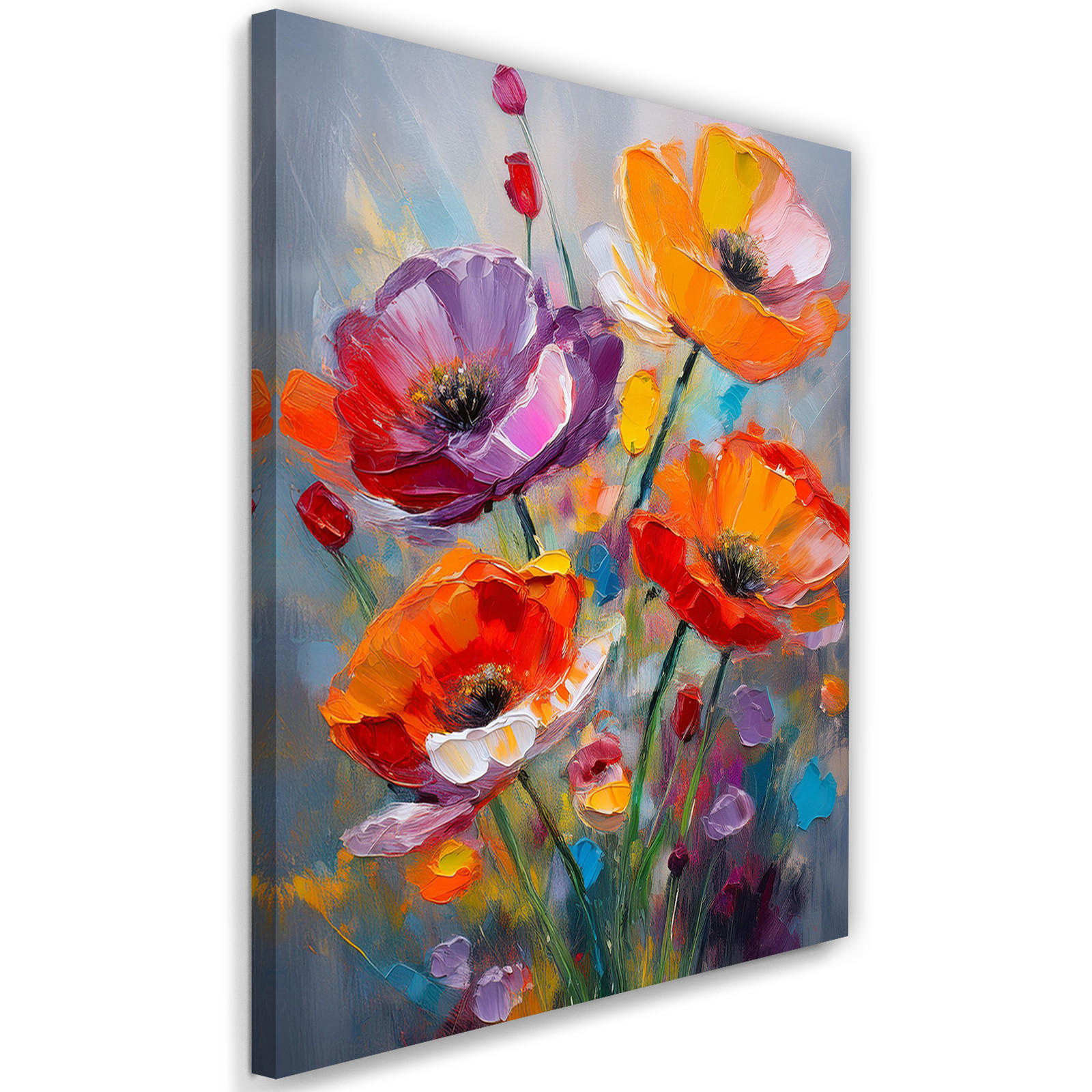 WANDBILD mohnblumen in farbe gemalt - Multicolor, Textil (40/60cm) - Feeby