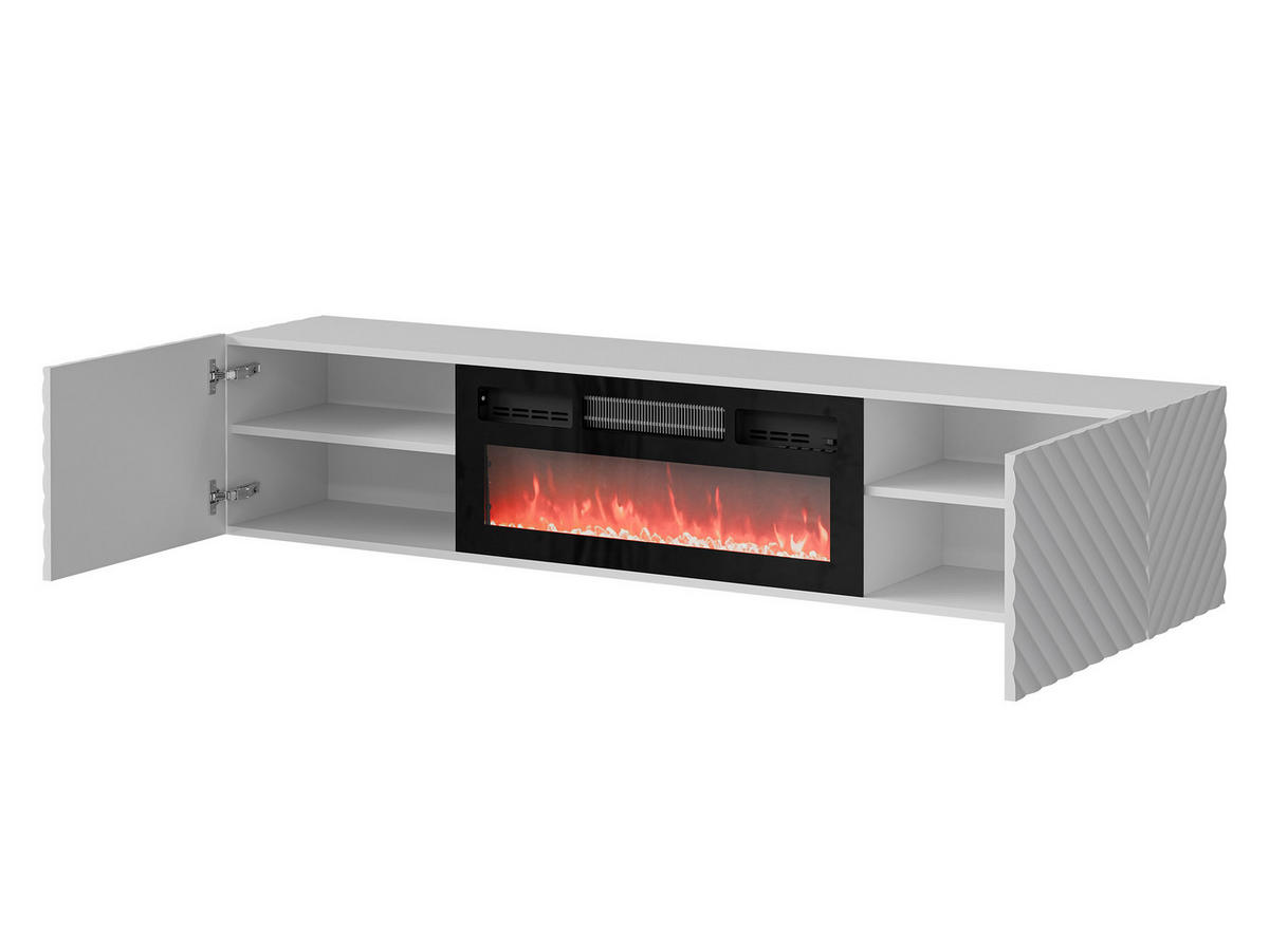 TV-LOWBOARD Lara mit Kamin - Schwarz, Holzwerkstoff (183/37/35cm) - MIRJAN24