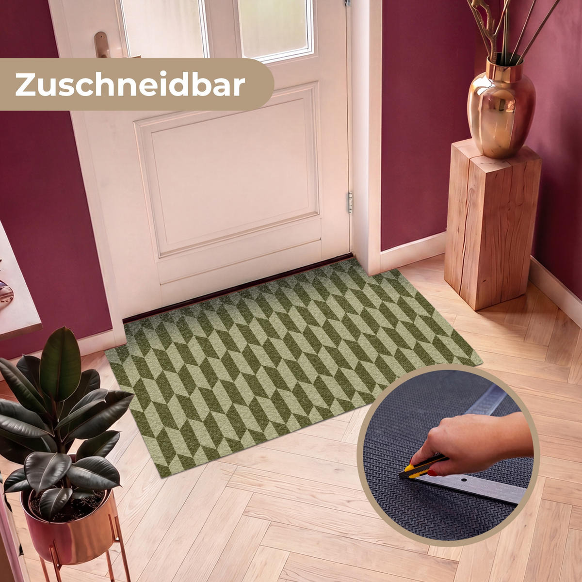ROHOŽKA Vzor - abstraktní - zelená - letadla 120x80 cm - olivově zelená, textil/umělá hmota (120/0.4cm) - MuchoWow
