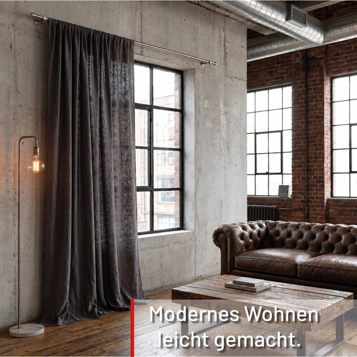 GARDINENSTANGE auf Maß 1-lauf Wandmontage Kappe 220cm - Edelstahlfarben, Metall (220cm) - Deco-Raum