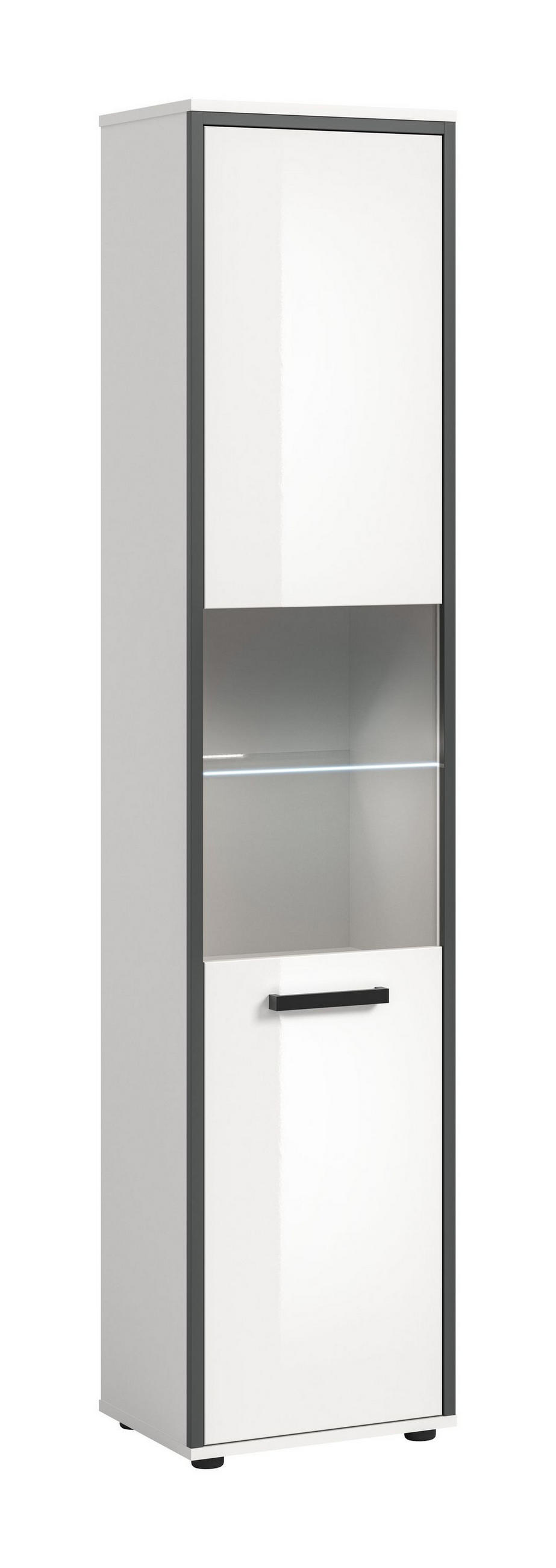 BADSCHRANK KOJAK (B/H/T: ca. 40/188/34 cm) in weiß/weiß hochglanz - Weiß, Holzwerkstoff (40/188/34cm)