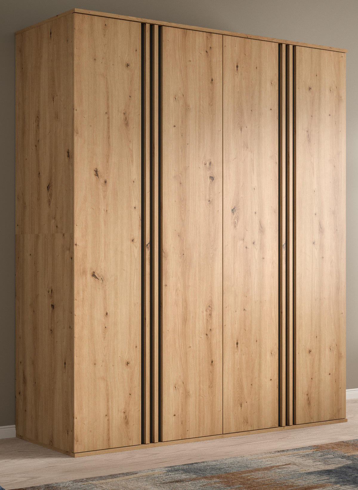 KLEIDERSCHRANK Eiche Artisan, grau 160 x 192 cm, Wäscheschrank 4-türig - Anthrazit/Eiche Artisan, Holzwerkstoff (160/192/56cm) - Inn.Furn