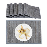 TISCHSET 6-tlg. - Grau, Holz/Textil (30/45/0.3cm) - Relaxdays