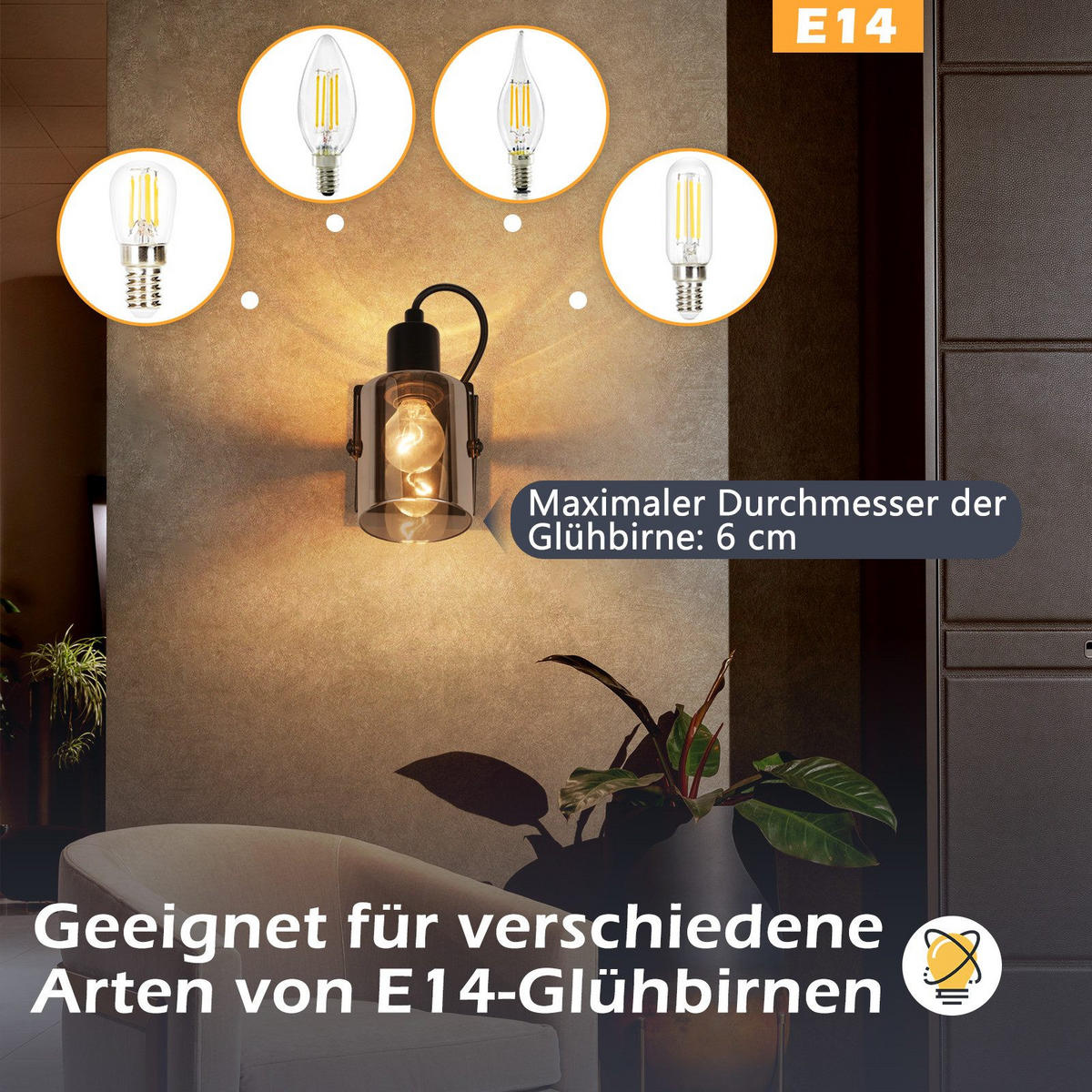 STRAHLER Minden 1-flammig 9.5/9.5/18 cm - Schwarz, Metall (9.5/9.5/18cm) - Nettlife