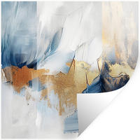 WANDTATTOO Gold - Blau - Aquarell - Kunst - Modern 50x50 cm - Hellblau, Kunststoff (50/50/0.1cm) - MuchoWow