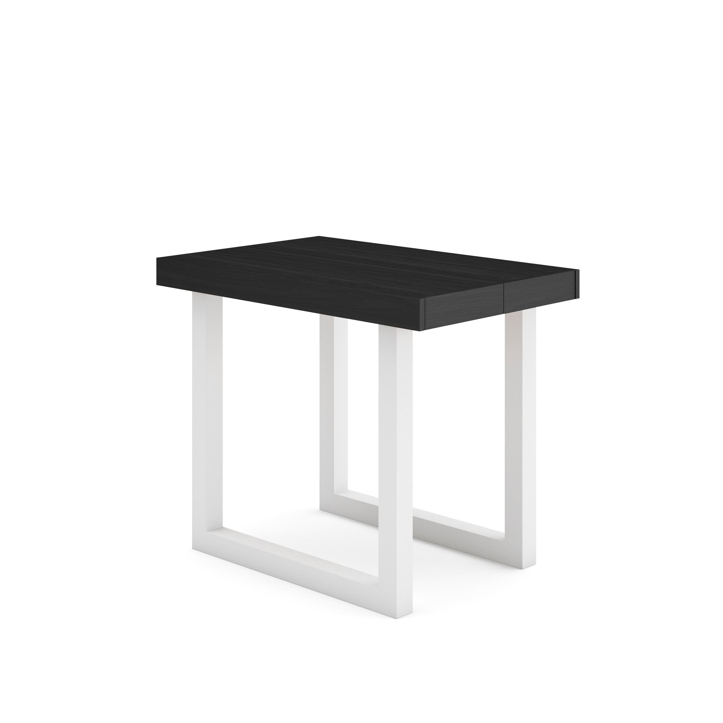 KONSOLENTISCH ausziehbar 58 bis 160cm, für 8 Gäste, weiß schwarz, 90/58/73cm - Schwarz/Weiß, Holzwerkstoff (90/160/73cm) - Skraut Home