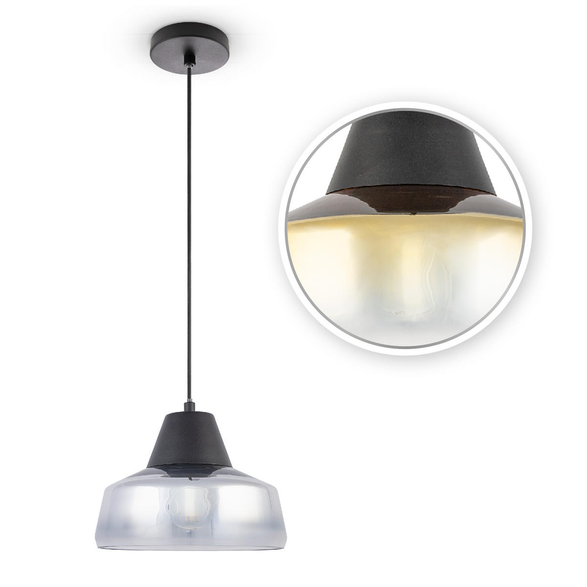 PENDELLEUCHTE Diara - Schwarz, Metall (23.5/23.5/16.9cm) - Paco Home