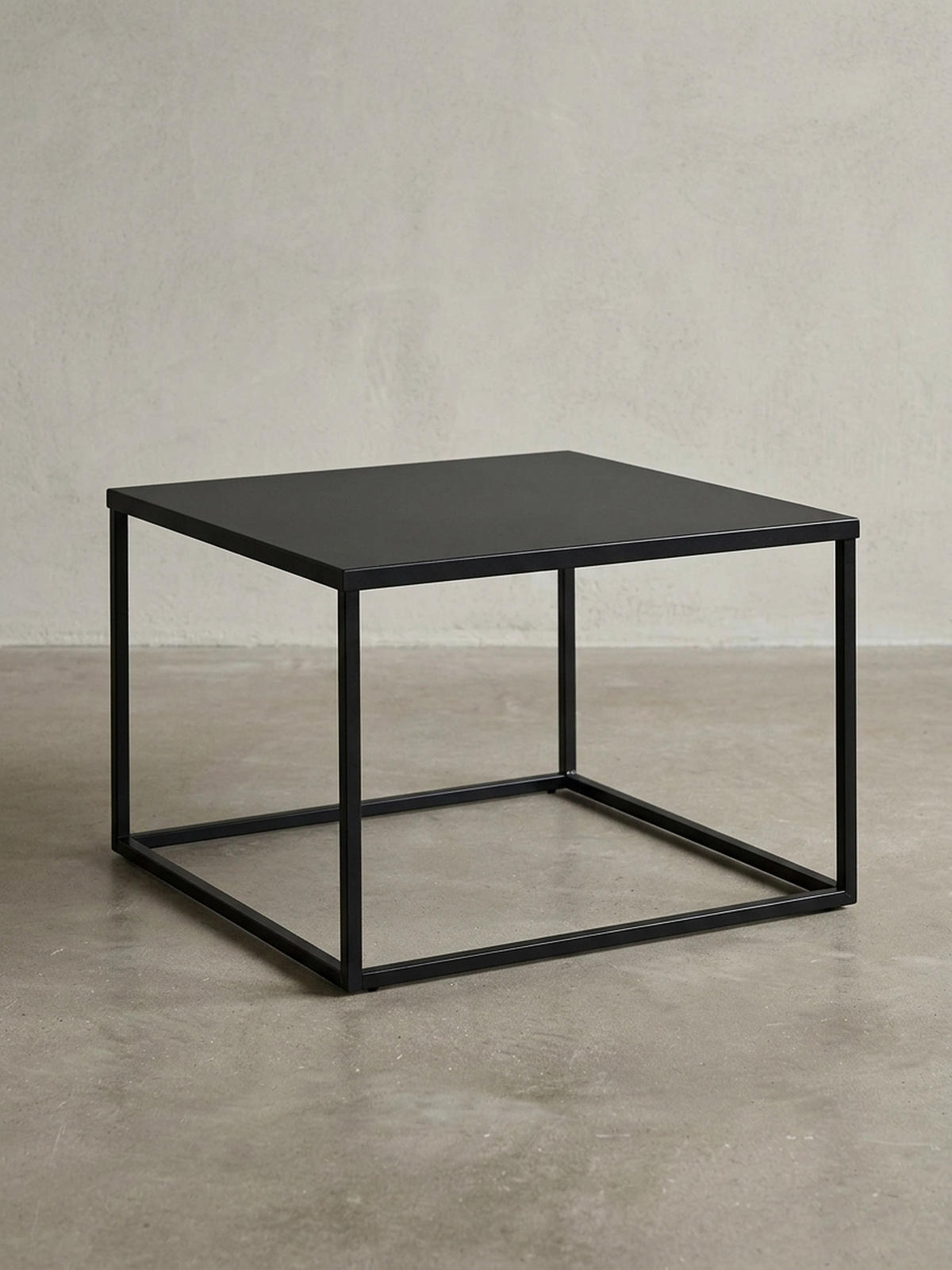 COUCHTISCH quadratisch mit Marmor-Optik, Metallgestell im Industrial-Stil, Schwarz 60x60x45 cm - Schwarz, Metall (60/60/45cm) - KADIMA DESIGN