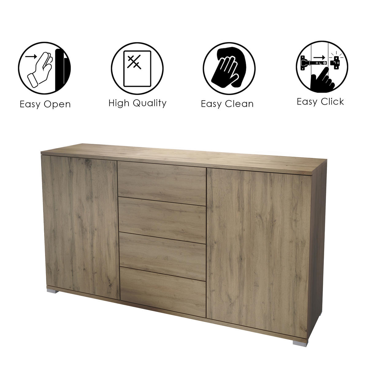 SIDEBOARD Santo Anthrazit matt - Anthrazit, Holzwerkstoff (138.5/75.5/35cm) - Vladon