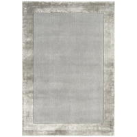 TEPPICH Wolle handgewebt einfarbig mit Viskosebordüre TYNE, Silber 120x170 cm - Silberfarben, Textil (120/170cm) - KADIMA DESIGN