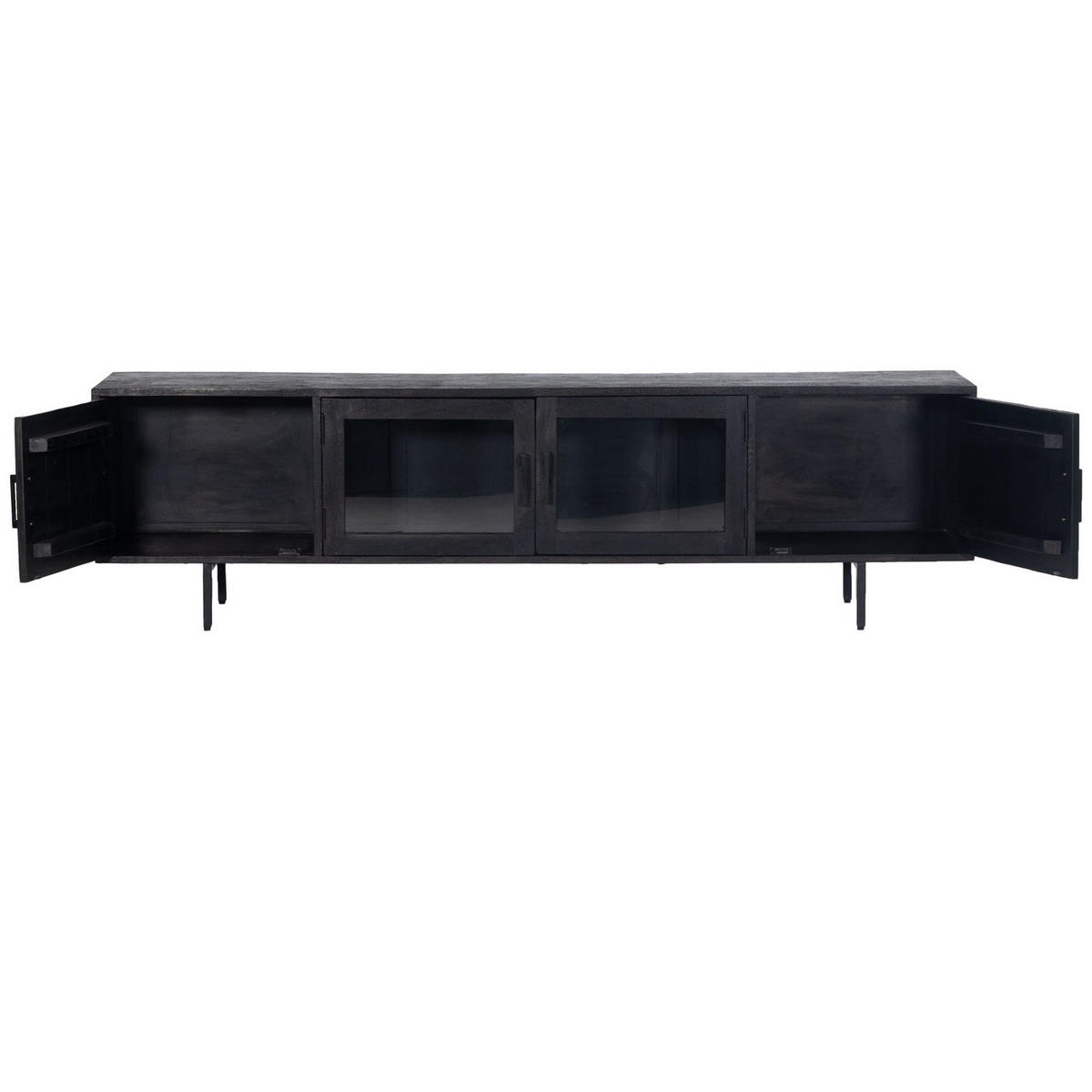 TV-MÖBEL aus Holz und Metall 200cm, schwarz - Schwarz, Holz (200/53/45cm) - Giga Meubel