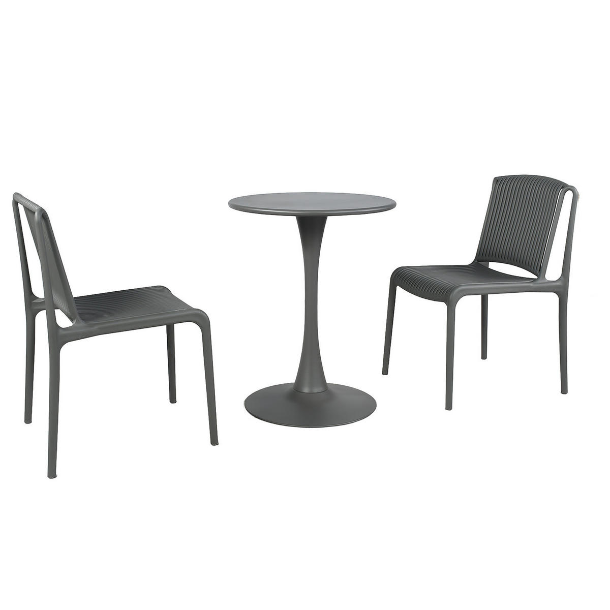 GARTENSITZGRUPPE - 3-teilig - Stahl / Polypropylen - Anthrazit, Kunststoff/Metall - home24