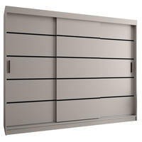 ŠATNÍ skříň s posuvnými dveřmi 200/250/62 3dveřová - černá/kašmírová, dřevo/plast (250/200/62cm)