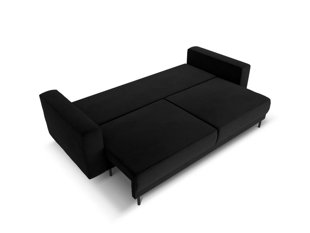 AUSKLAPPBARES-SOFA mit Bettkasten Caro aus Samt schwarz 3 Sitzplätze - Schwarz, Textil (97/93/236cm) - Micadoni