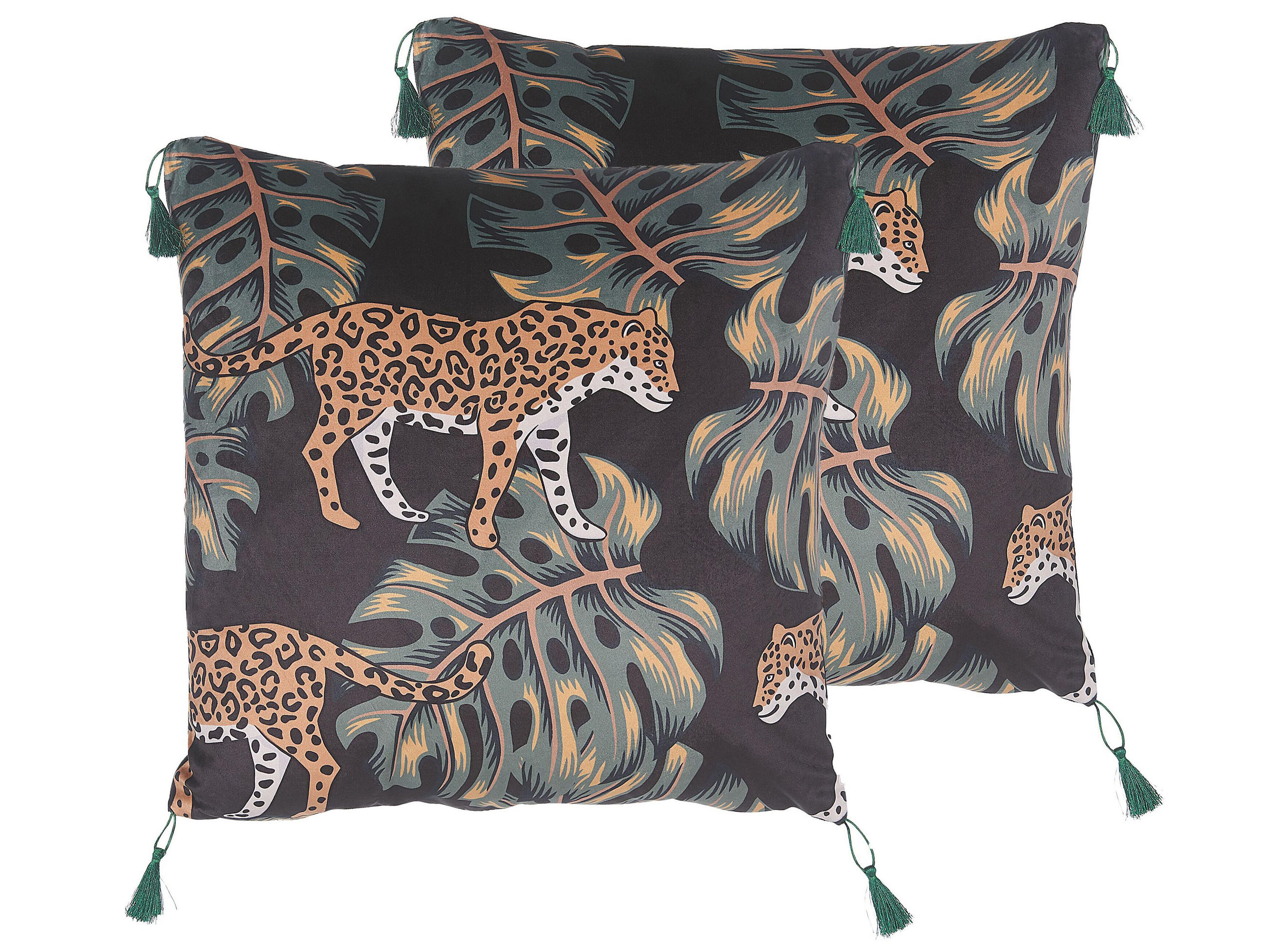 DEKOKISSEN 2er-Set Schwarz 45/45 cm Kuhi - Schwarz, Textil (45/45cm) - Beliani