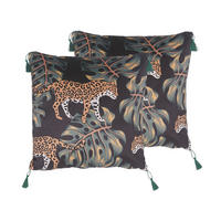 DEKOKISSEN 2er-Set Schwarz 45/45 cm Kuhi - Schwarz, Textil (45/45cm) - Beliani