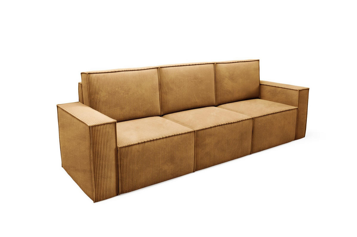 SOFA Orto Gelb, Dreisitzer Polstersofa - Gelb, Holzwerkstoff/Textil (247/93/82cm) - Bettso