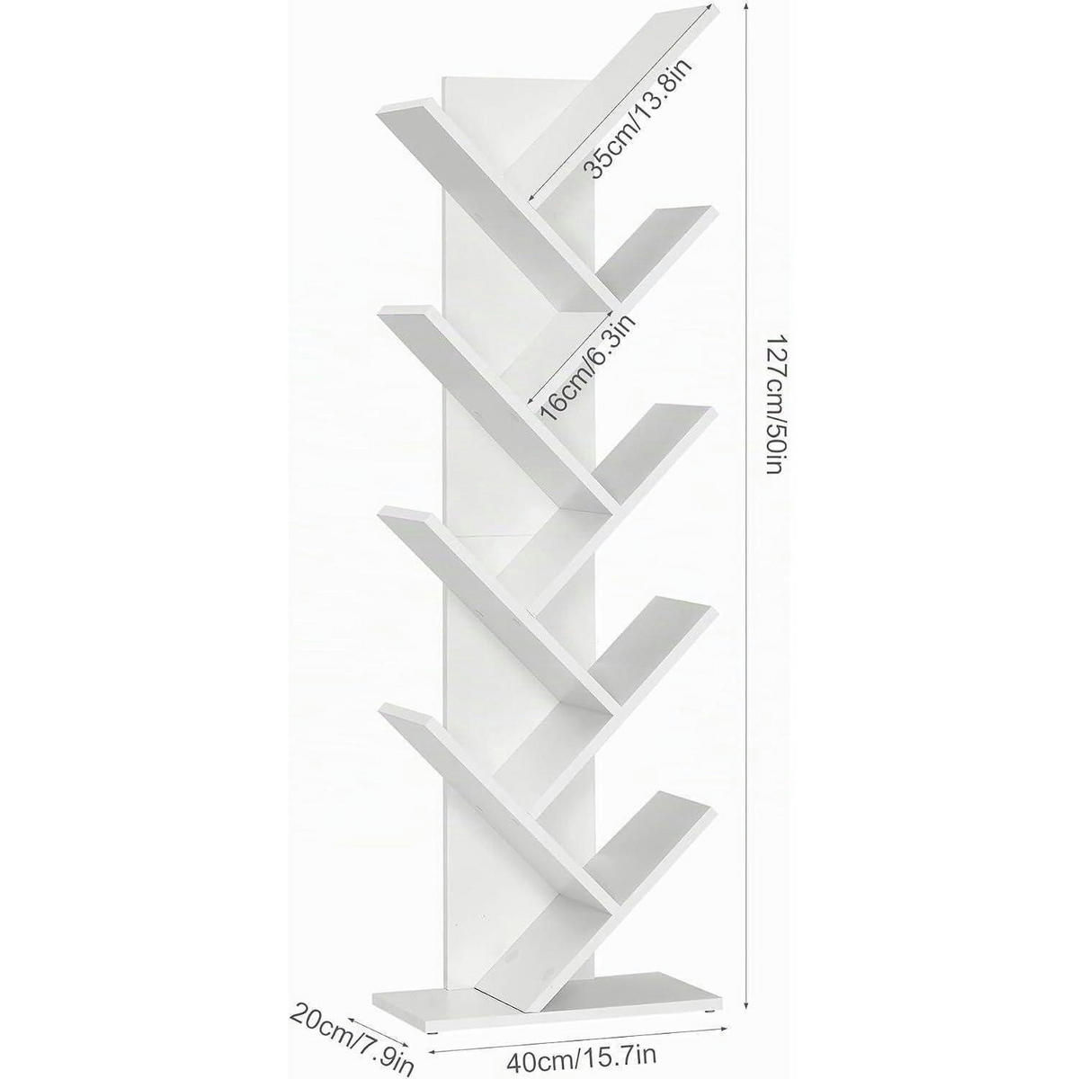 BÜCHERREGAL Baum weiß 40x127x20 cm - Weiß, Holzwerkstoff (40/127/20cm)