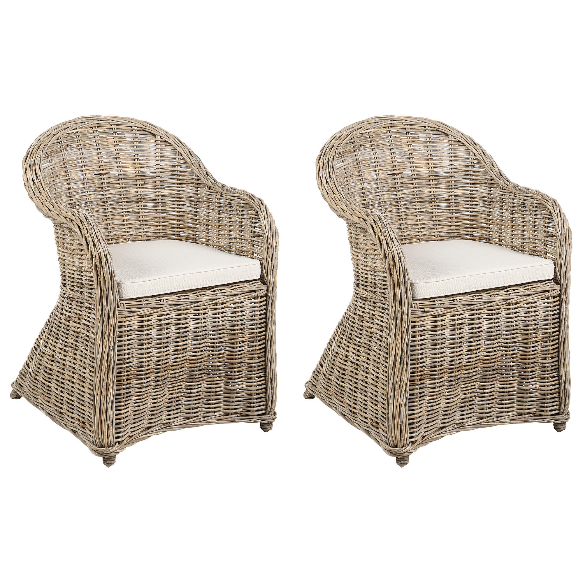 GARTENSESSEL 2er Set Beige Susua II - Beige/Naturfarben, Naturmaterialen (56/87/68cm) - Beliani