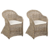 GARTENSESSEL 2er Set Beige Susua II - Beige/Naturfarben, Naturmaterialen (56/87/68cm) - Beliani