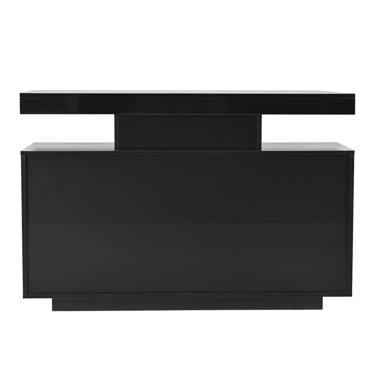 SIDEBOARD 120/40/80 cm mit 3 Schubladen, 2 Türen, LED-Beleuchtung und Hochglanzfront, Schwarz - Schwarz, Holzwerkstoff (120/80/40cm) - Redom