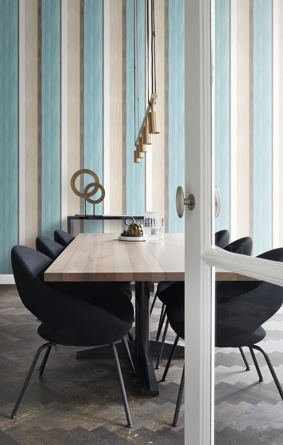 TAPETE Streifen 53 cm x 10.05 m - Türkis, Papier (53/1000cm) - Origin Wallcoverings