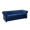 SOFA 3-Sitzer - Samt - Dunkelblau - CHESTERFIELD - Blau, Textil (88/72/205cm) - Vente-Unique