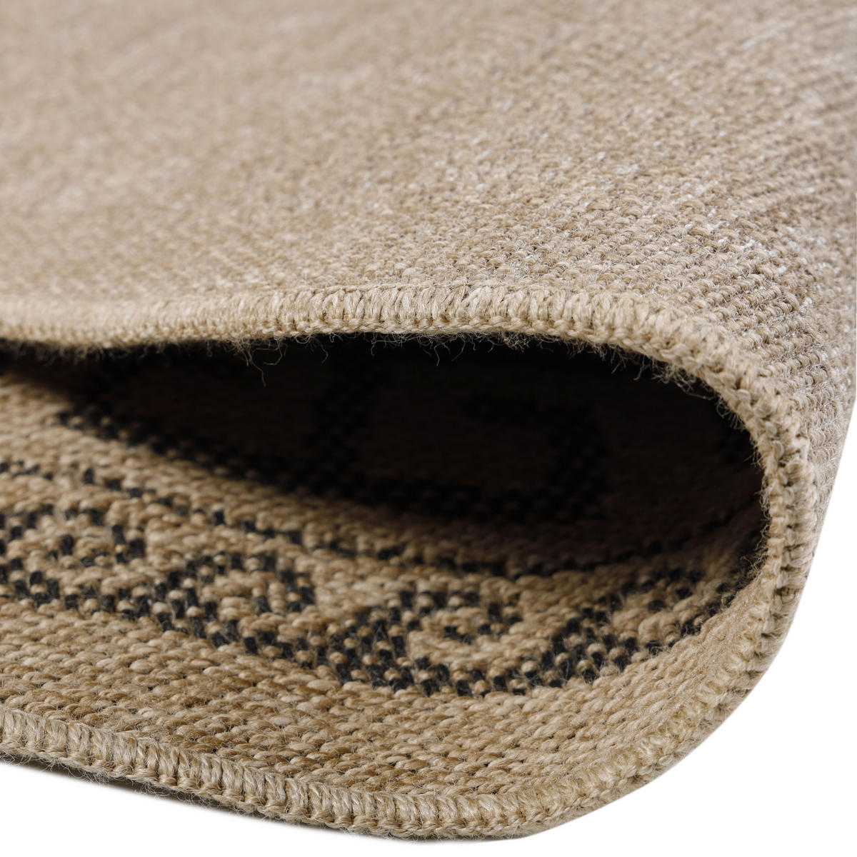 TEPPICH Outdoor Flachgewebe Vintage Polypropylen Balkon Schwarz Rund 80x80 - Schwarz, Textil (80/80cm) - KADIMA DESIGN