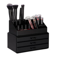 MAKEUP Organizer - Schwarz, Kunststoff (23.5/19/14cm) - Relaxdays