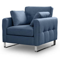 SESSEL blau Flachgewebe 93 x 94 cm, Clubsessel mit Steppoptik - Blau/Chromfarben, Holz/Textil (93/92/94cm) - Inn.Furn