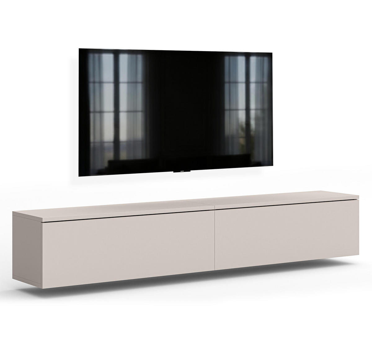 LOWBOARD Barvo 2x100 Beige Kaschmir 200/34/32 cm – hängendes TV-Board - Beige, Holzwerkstoff (200/34/32cm) - AX Living