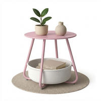COUCHTISCH KOSI Metall mit Aufbewahrungskorb Canvas Pink - Rosa, Metall (50/50/45cm) - Coemo