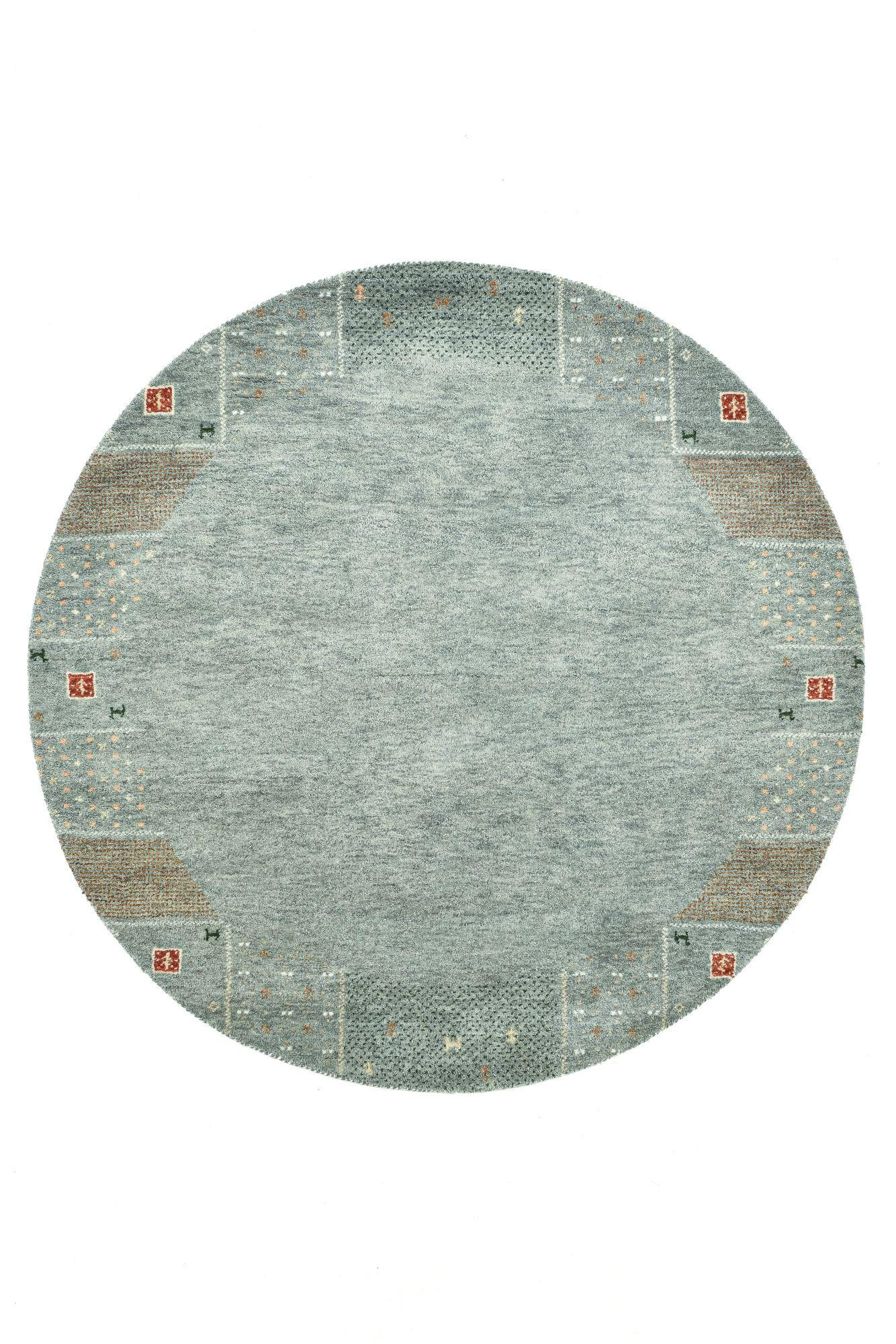 Theko Handknüpfteppich Grau 150x150 cm