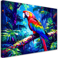 LEINWANDBILD Bunter Papagei auf einem Ast 120x80cm - Multicolor, Textil (120/80cm) - Feeby