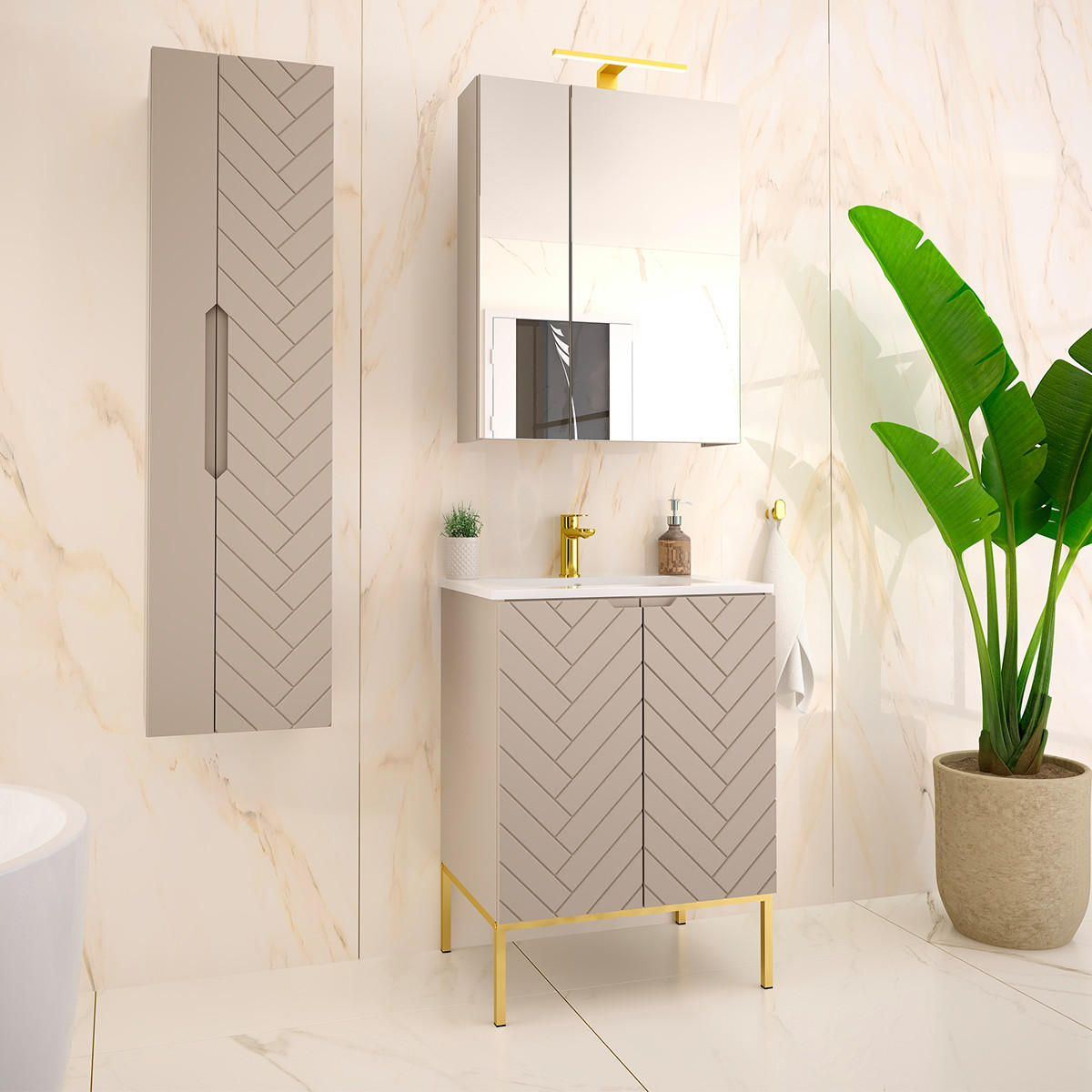 WASCHTISCH 60cm Daria Kaschmir - Beige, Holzwerkstoff (60/84/45.8cm) - Petits-meubles