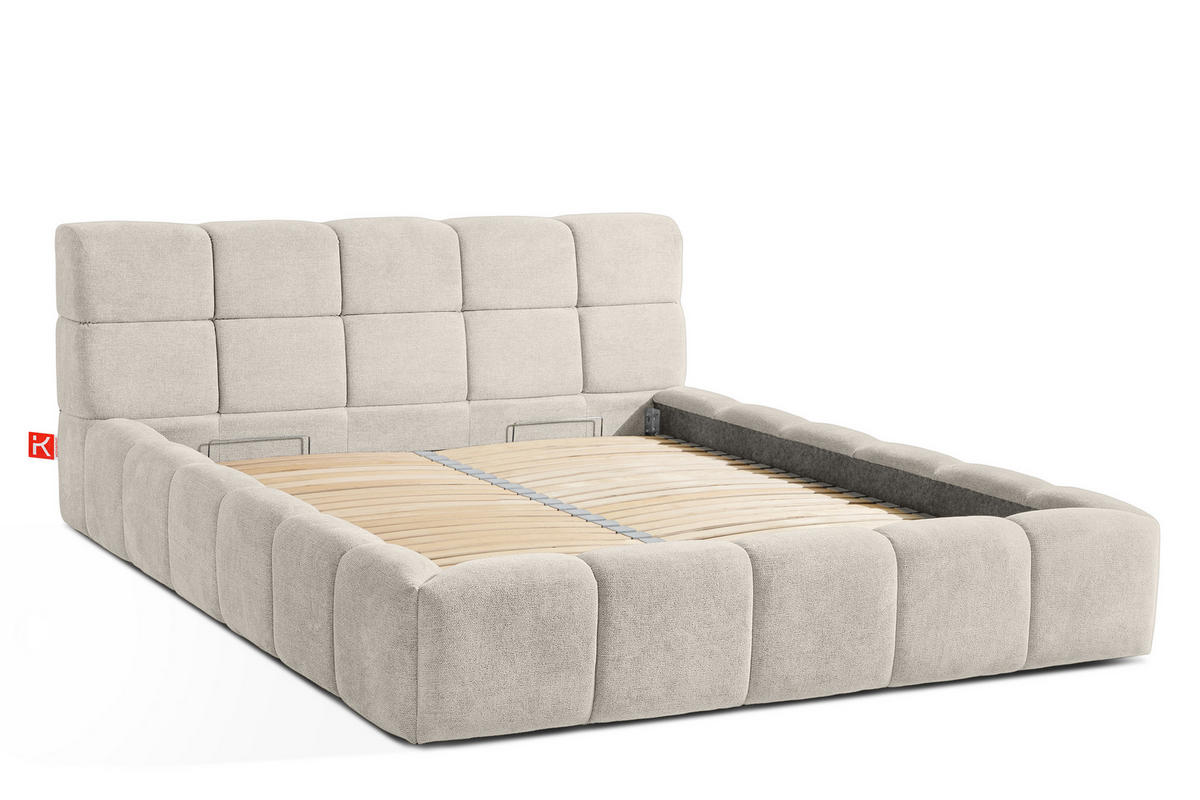 POLSTERBETT AERI 140/160/180/200 mit Rahmen und Bettkasten, ecru - Ecru, Holz/Holzwerkstoff (160/200cm) - KONSIMO®