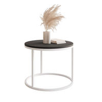 COUCHTISCH 50 cm rund Schwarz, Weiß Gestell - Schwarz, Holzwerkstoff (50/50/42cm) - Idohome