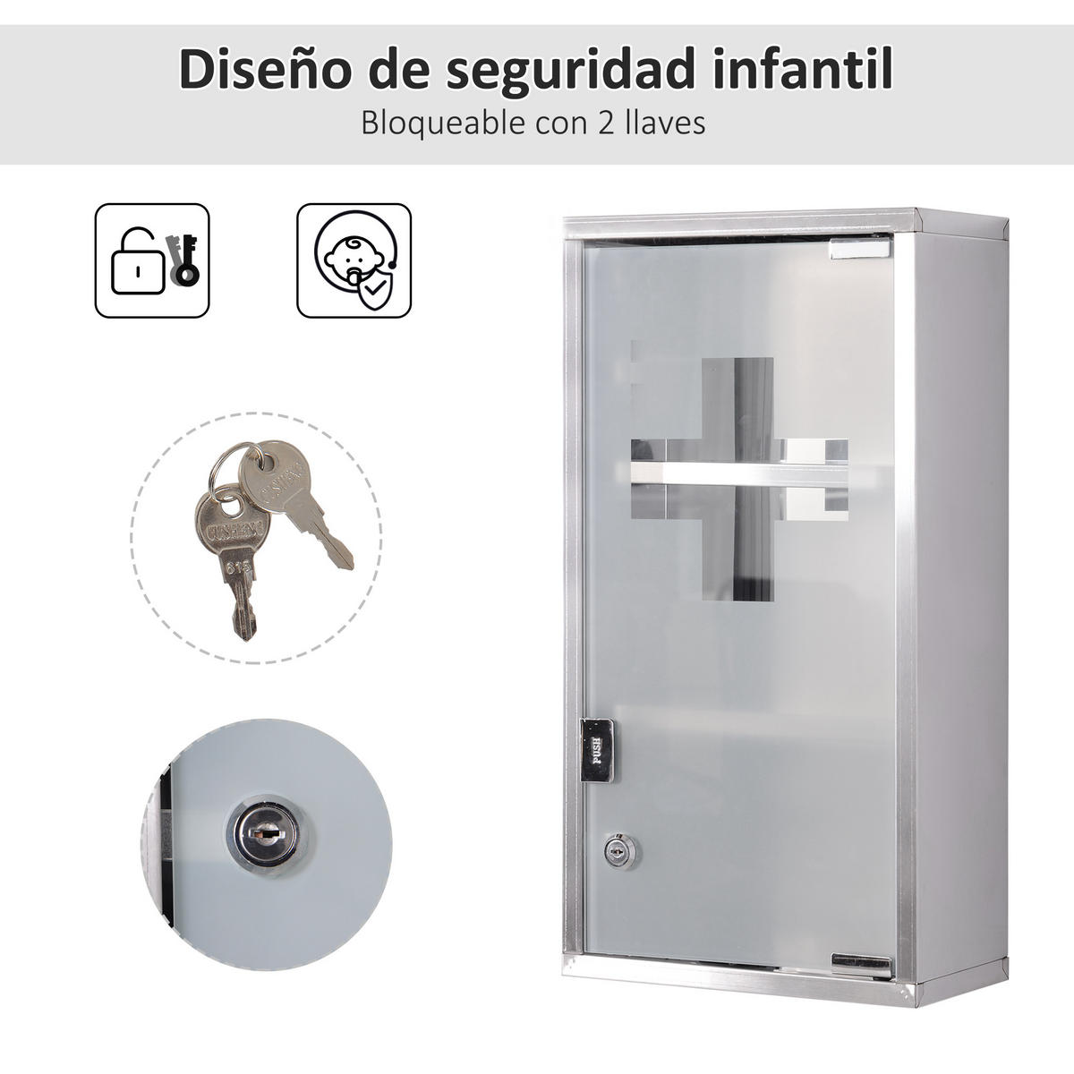 MEDIZINSCHRANK Silber 1 Stück - Silberfarben, Kunststoff (25/48/12cm) - GiPP