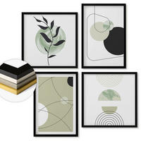 WANDBILDER 4er-Set - 50x50 cm & 40x60 cm Schwarzer Rahmen - Abstrakte Formen und Farben - Schwarz, Kunststoff (50/50cm) - ArtPrintCave