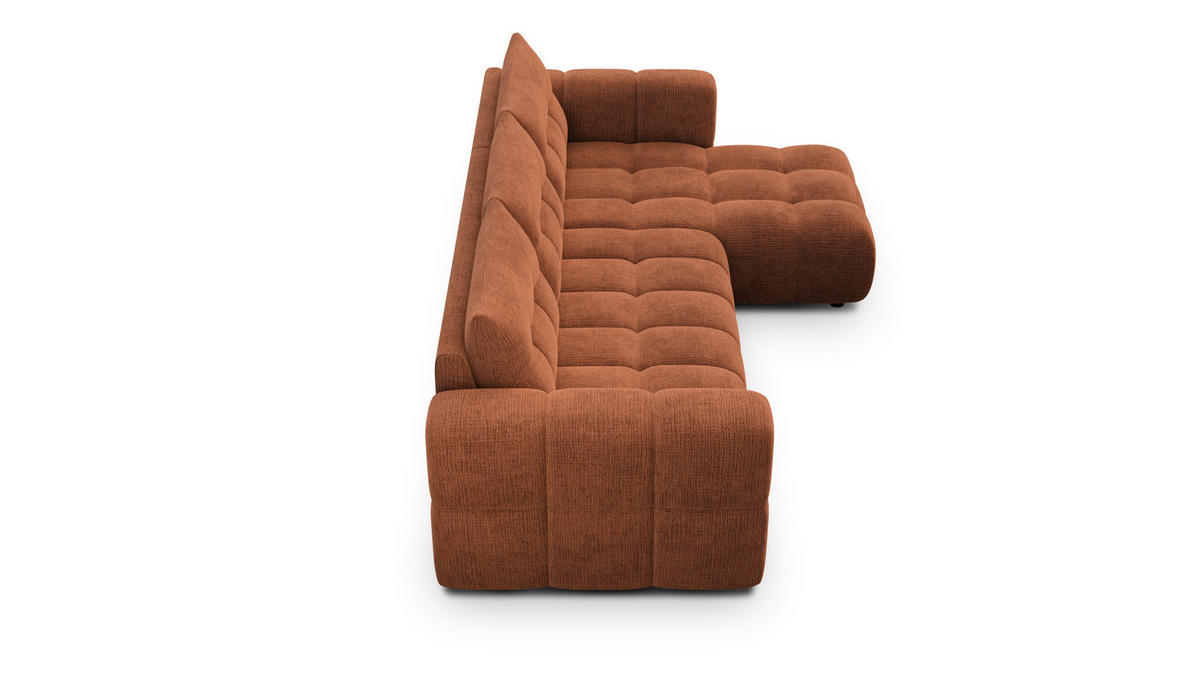 ECKSOFA CLOUDI 4-Sitzer rechts, rostrot - Schwarz/Orange, Holz/Textil (294/160cm) - Courtois Laville