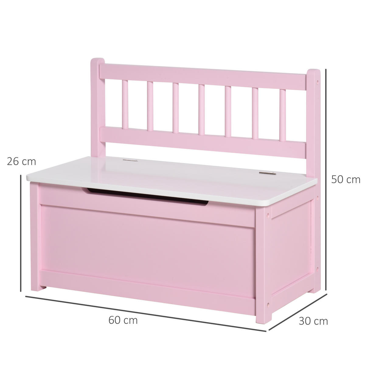 SPIELZEUGTRUHE DE-17270 2-in-1 mit Sitzbank & Sicherheitsdeckel Rosa - Pink, Metall (30/60cm) - ComfortXL