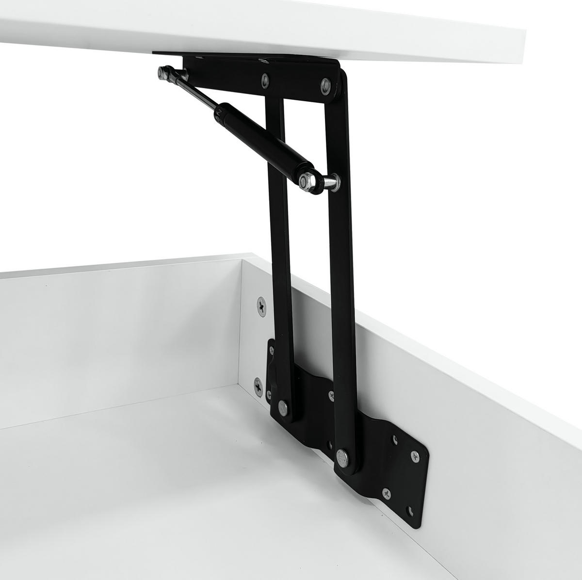 COUCHTISCH höhenverstellbar 100 x 50 x 44 cm Weiß mit LED und 2 Schubladen - Weiß, Holzwerkstoff (100/50/44cm) - Meubliv